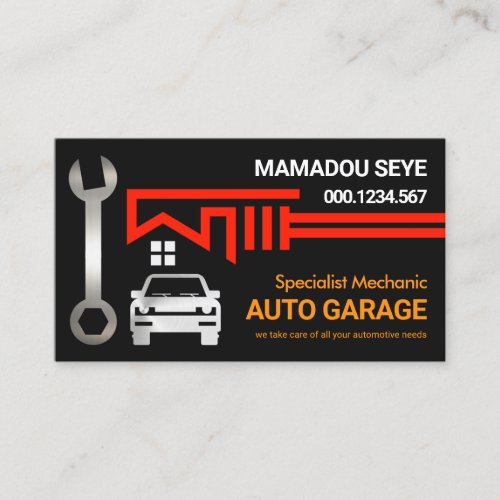 Red Wrench Rooftop Garage Workshop Business Card