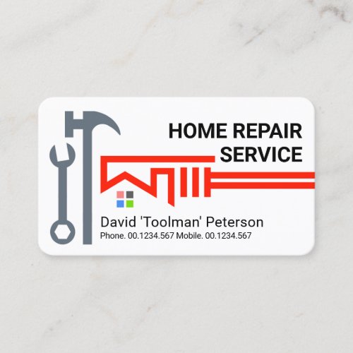 Red Wrench Tool Rooftop Home Repair Business Card