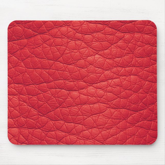 Red Wrinkled Faux Soft Leather Mousepad (Front)