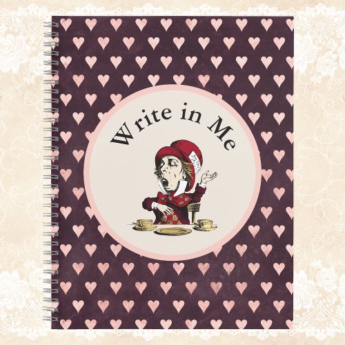 Red Write in Me Mad Hatter Alice in Wonderland Notebook