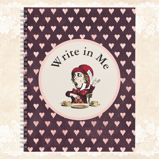 Red Write in Me Mad Hatter Alice in Wonderland Notebook (Creator Uploaded)