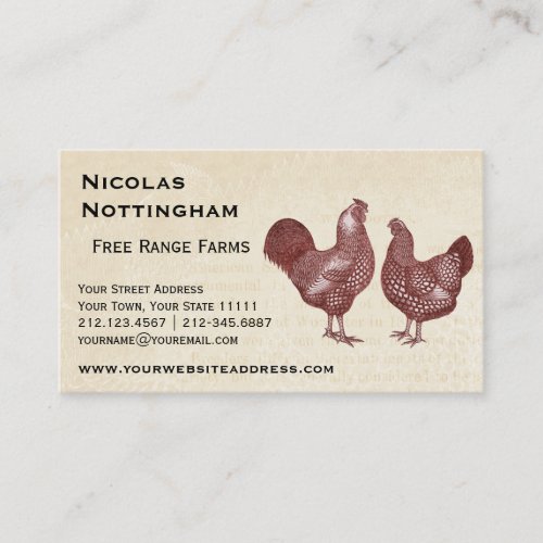 Red Wyandotte Chickens Poultry Farm Business Card