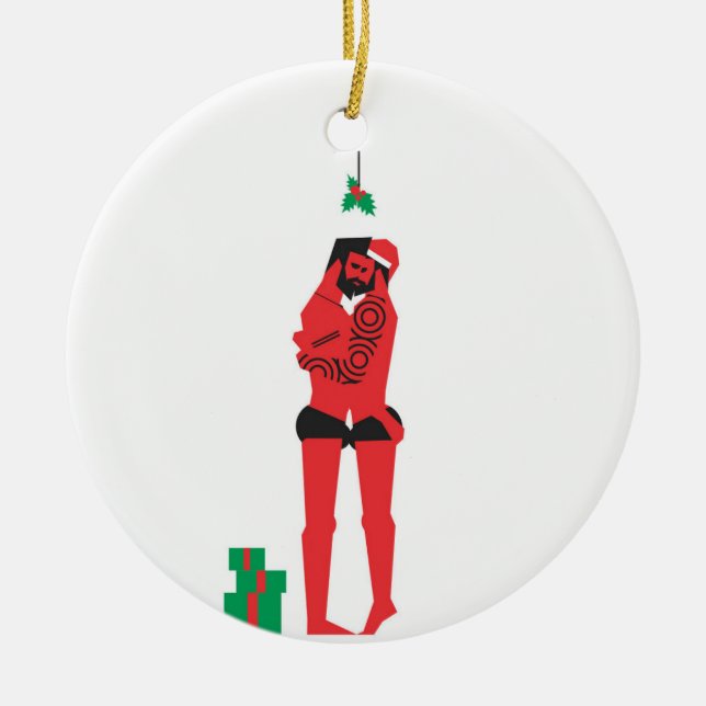 Red X mas Ceramic Ornament (Front)