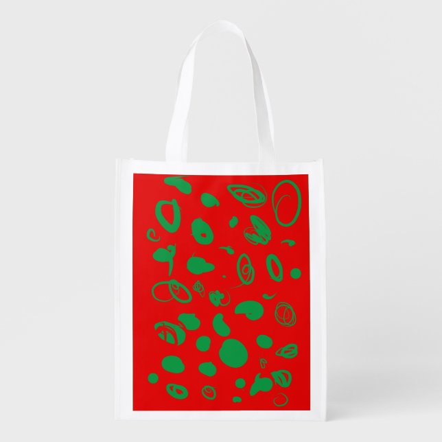 Red X-mas Reusable Grocery Bag (Front)