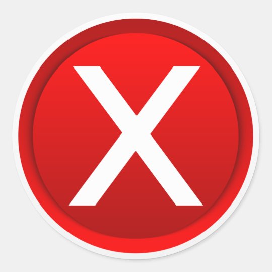 Red X - No / Incorrect Symbol Classic Round Sticker | Zazzle.com