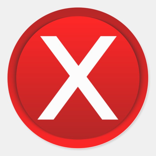 Red X - No / Incorrect Symbol Classic Round Sticker (Front)