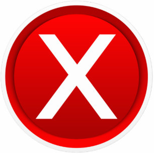 Red X - No / Incorrect Symbol Cutout