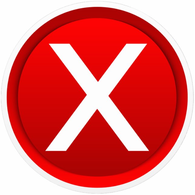 Red X - No / Incorrect Symbol Cutout (Front)