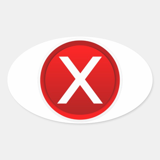 Red X - No - Symbol Oval Sticker (Front)