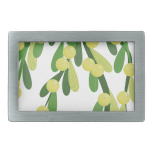 red xmas mistletoe rectangular belt buckle