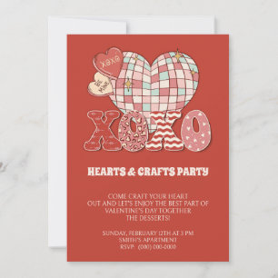 Red xoxo Hearts & crafts valentine's day Invitation