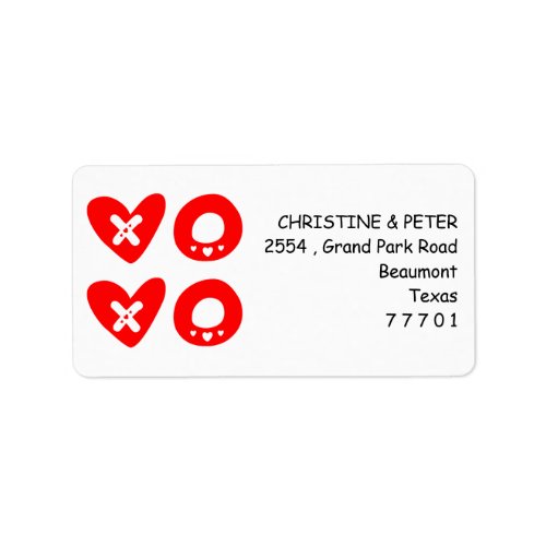 Red XOXO Valentine Return Address Label