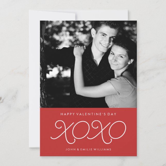 Red XOXO Valentine's Day Photo Card (Front)
