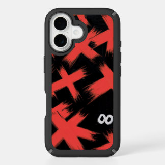"Red Xs on Black with Hidden Eyes" iPhone 16 Case