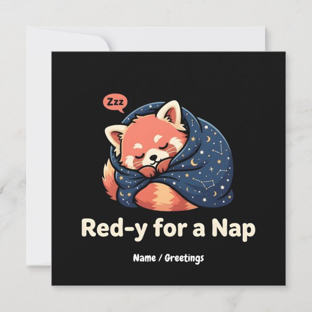 Red-y For A Nap Cute Sleepy Red Panda Kawaii Invitation (Front)