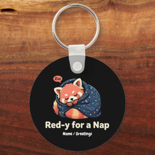 Red-y For A Nap Cute Sleepy Red Panda Kawaii Keychain