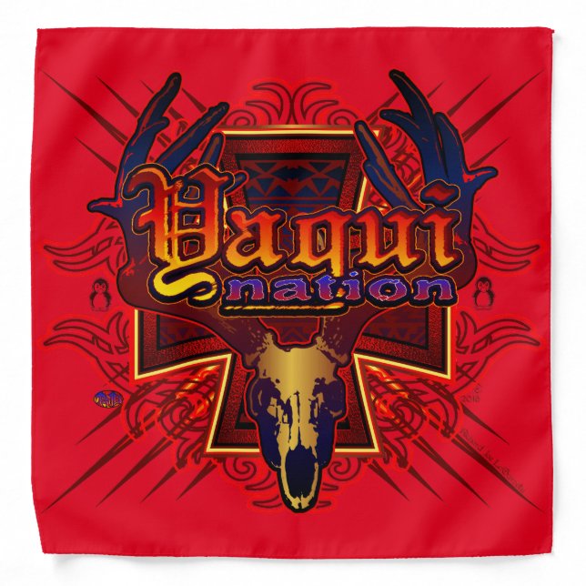 Red Yaqui Nation Deer Skull Bandana design (Front)