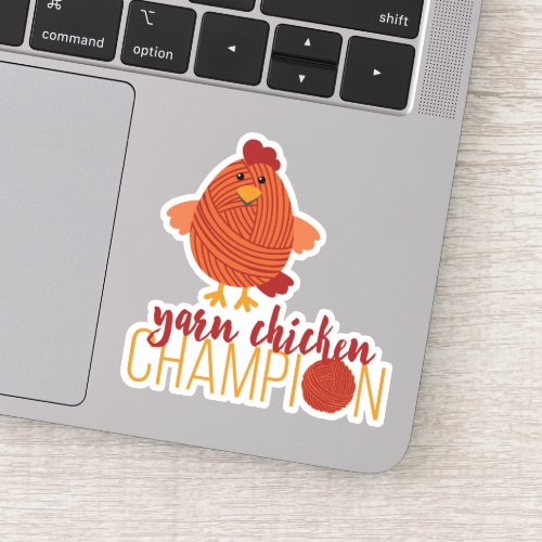 Red Yarn Chicken Champion Custom_Cut Stickers