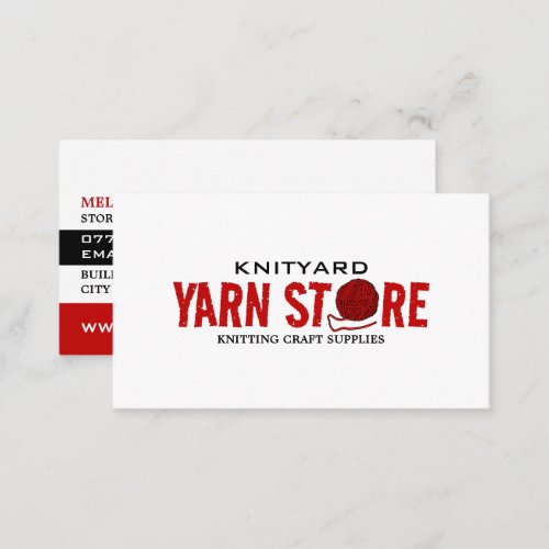 Red Yarn Store Logo Knitting Store Yarn Store Business Card