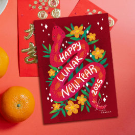 Red Year of the Snake Lunar New Year Card