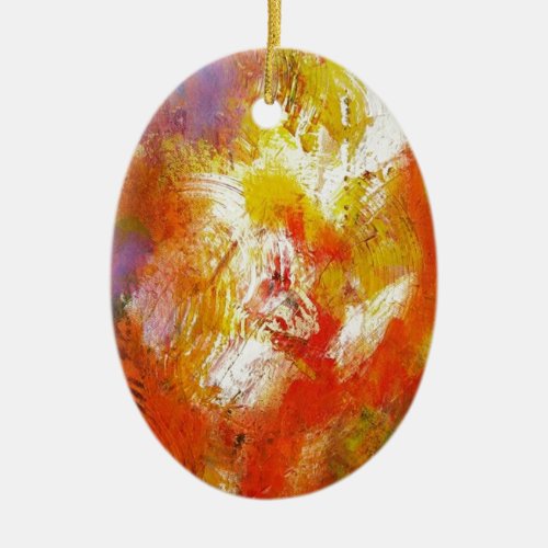 Red Yellow Abstract Ceramic Ornament