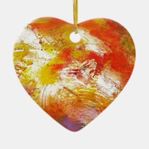Red Yellow Abstract Ceramic Ornament