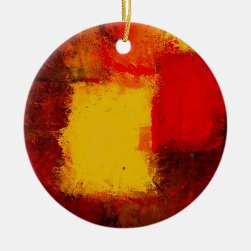 Red Yellow Abstract Ceramic Ornament