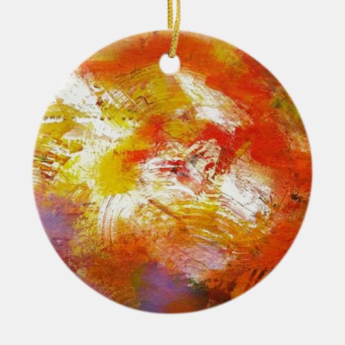 Red Yellow Abstract Ceramic Ornament