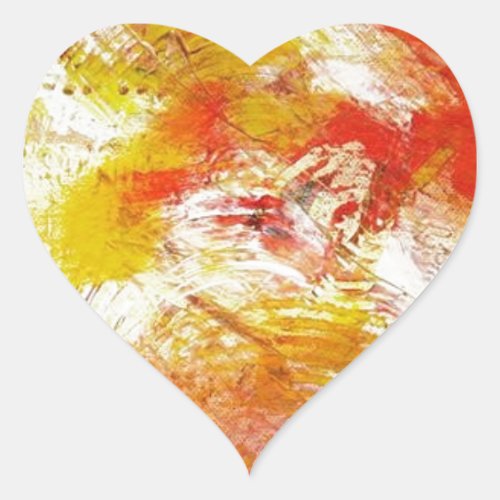 Red Yellow Abstract Heart Sticker