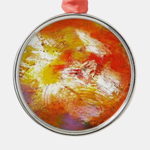 Red Yellow Abstract Metal Ornament