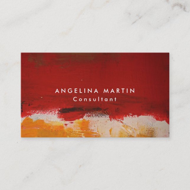 Red Yellow Abstract Plain Modern Feminine Business Card (Front)