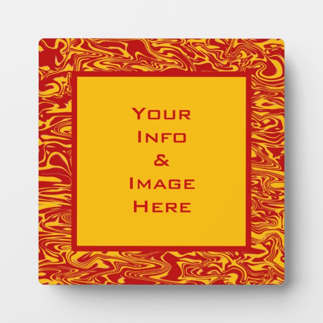 Red & Yellow Abstract Swirl Square Frame (Front)