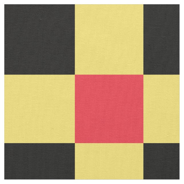 Red, yellow and black checkerboard pattern fabric (Close Up)