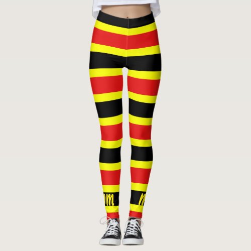 Red Yellow and Black Coral Snake Stripe Leggings