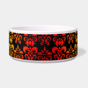 Red, yellow and black damask bowl