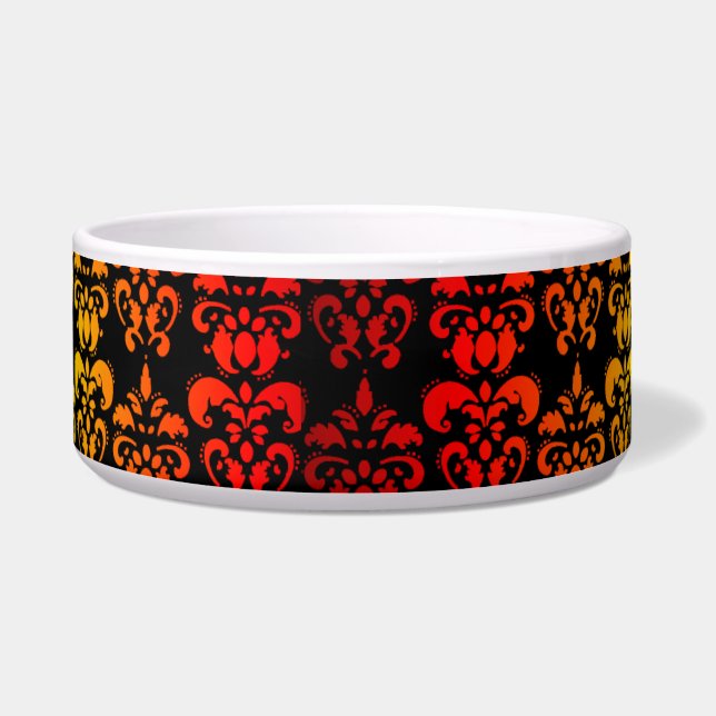 Red, yellow and black damask bowl (Front)