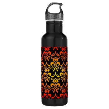 Red  Yellow And Black Damask Water Bottle by customizedgifts at Zazzle
