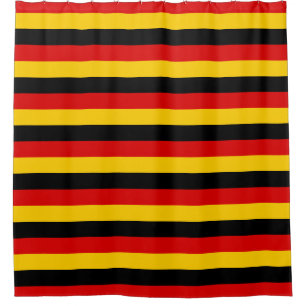 Red Yellow and Black Stripes Shower Curtain