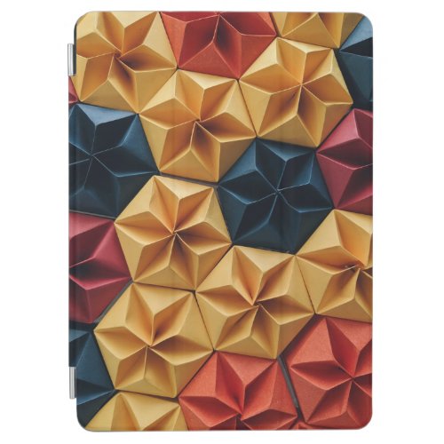 Red yellow and blue flower origami iPad air cover