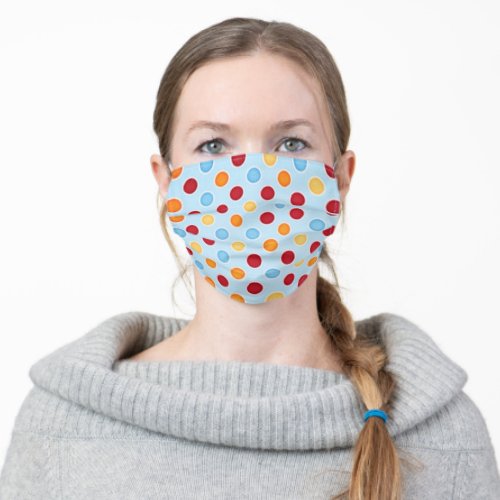 Red Yellow and Blue Polka Dots Adult Cloth Face Mask