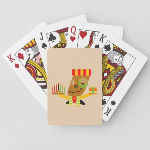 Red Yellow and Green Happy Kwanzaa Cartoon Playing Cards