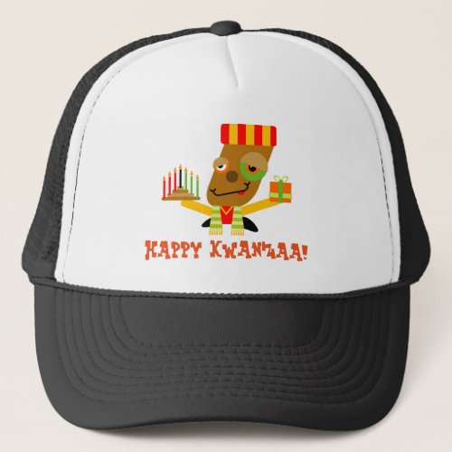 Red Yellow and Green Happy Kwanzaa Trucker Hat
