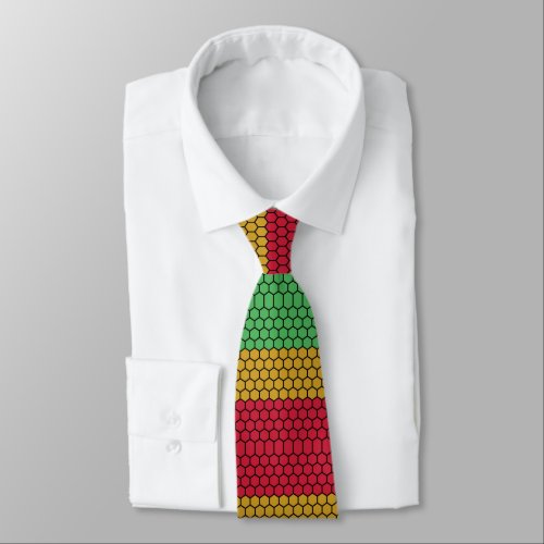 Red yellow and green Juneteenth flag pattern Neck Tie