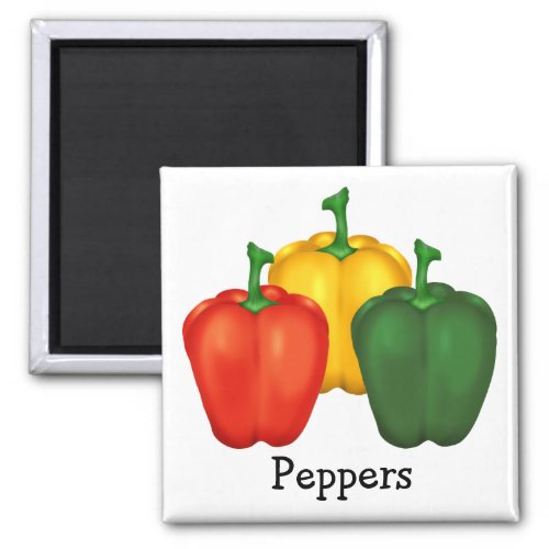 RedYellow and Green Peppers Magnet