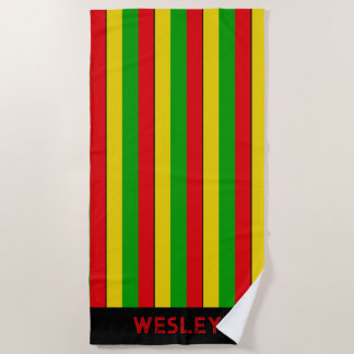 Red Yellow and Green Rasta Striped Beach Towel