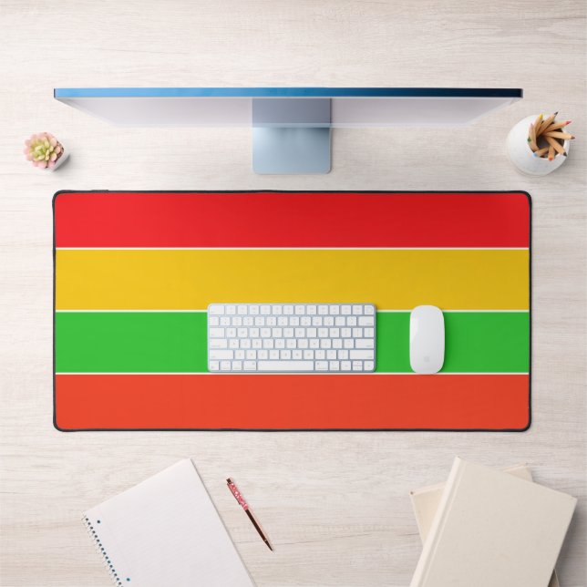 Red, Yellow and Lime Green Stripes Desk Mat (Office 1)