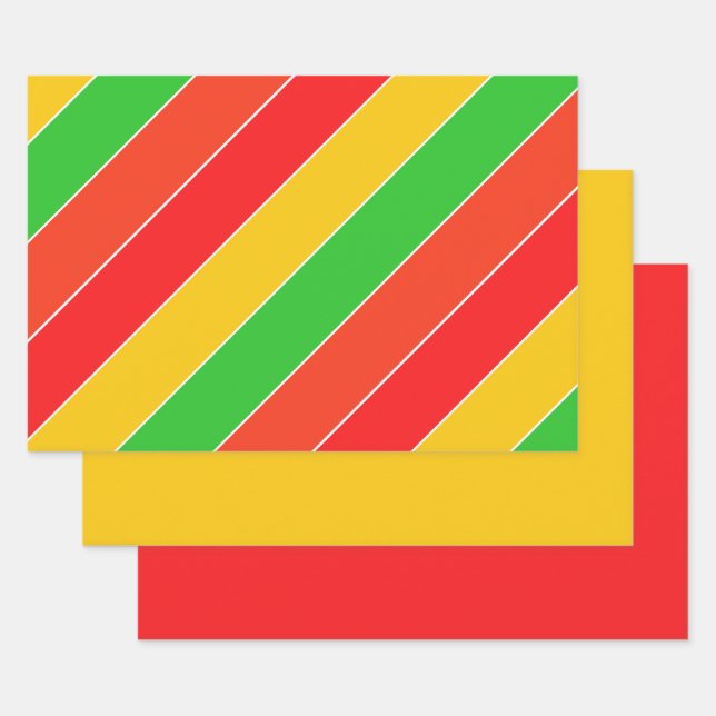 Red, Yellow and Lime Green Wrapping Paper Sheets (Set)