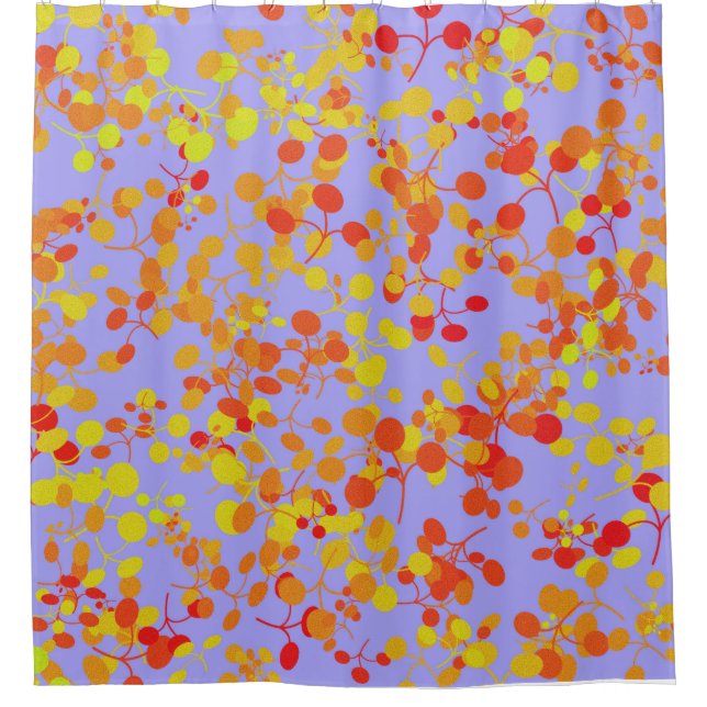 Red Yellow and Orange Honesty Seeds Design Shower Curtain (Front)