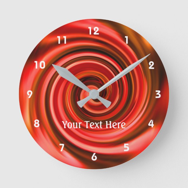 Red Yellow And Orange Whirlpool Abstract Round Clock (Front)