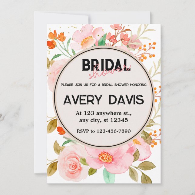 Red, Yellow, and Pink Roses Bridal Shower Invitation (Front)